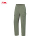 Li Ning C-position pants water-repellent sweatpants men's 2025 new loose and versatile retro casual overalls sweatpants plus velvet gray military green 731-3 M