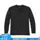 L.L.Bean Bean T-shirt men's long-sleeved Henley shirt solid color classic comfortable fashionable top bottoming shirt comfortable and versatile for daily use Black black S suitable for net bust 97-105CM