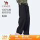 Camel (CAMEL) pure cotton straight trousers men's simple loose casual sports pants C15CK1L4039 Phantom Black XL