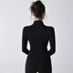 Yoga clothing jacket for women, slim-fitting, quick-drying, stand-up collar, autumn running sports top, Pilates training fitness clothing, long-sleeved black trousers suit (10 yuan off) S