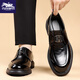 CHUANQIBAOLUO leather shoes for men in autumn new style British fashion versatile business formal casual shoes one-legged lazy suit shoes for men black 42