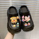 Japanese slippers for women to wear thick-soled Baotou Crocs 2023 new tank home use student couple beach cool SpongeBob SquarePants Black 36-37