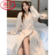 LangSha (LangSha) Nightgown Women's 2025 New Couple's Nightgown Thick Extra Long Flannel Bathrobe Coral Velvet Nightgown Men's Bathrobe Home Clothing Women's M