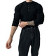 Henry collar long-sleeved sweater men's spring new American high-end muscular men's fitness all-match slim T-shirt black M
