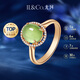 IL&CO Youke 18K gold prehnite ring for women diamond inlaid natural gemstone colored treasure ring birthday and Valentine's Day gift for women 18K gold prehnite ring No. 13