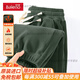 Baleno Polar Fleece Pants Men's Autumn and Winter New Double-sided Velvet Thickened Sports Pants Men's Loose Footwear Pants Official Dark Green #Solid Color 3XL