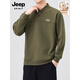 JEEP SPIRIT Men's Sweatshirt 2025 Autumn New Retro Henley Collar Heavy Bottoming Casual Large Size Pullover Top Green M Recommended weight 100-120Jin Jin equals 0.5 kg