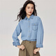 Giordano denim shirt women's retro style pure cotton washed single pocket long sleeve denim shirt 13345862