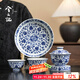 Xi Yuanji Blue and White Porcelain Kung Fu Tea Set Chinese Tea Making Household Ceramic Cover Bowl Tea Cup 2025 New Antique Blue and White Porcelain Lotus Five-piece Set