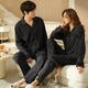Bo Na Ling Pajamas Couple One Male One Female Cardigan Long Sleeve Tree Pattern Men and Women Can Wear Out Printed Pocket Pajamas Home Clothes Set Couple Pajamas Black Stripes Men's XL
