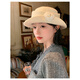 Guiqi Hepburn style top hat French elegant pearl white camellia curled edge gold style hat show face small beret off-white