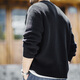 Maden Workwear American Retro Vertical Stripe Henley Collar Sweater Loose Thickened Black Bottoming Sweater Men's Autumn Black M