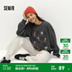 Semir Snoopy series sweatshirt for women winter mid-length plus velvet oversize pattern design retro clothes gray tone 00322 M
