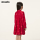 M.Latin shopping mall same style New Year's greetings children's dress 26 spring new style girl's buckle red dress bright red 120