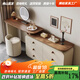 Fubai antique solid wood dressing table storage cabinet integrated cream simple drawer cabinet bedroom bedside cabinet retro dressing table storage three-drawer three-piece set 0.6 three-drawer cabinet + 1m dressing table + makeup stool complete set