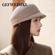 GEFWEIMKL Merino Wool Fisherman Hat Women's Autumn and Winter Elegant Fashion Hat Women's British Retro Versatile Warm Beret Khaki Adjustable (54-59cm)
