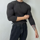 Henry collar long-sleeved sweater men's spring new American high-end muscular men's fitness all-match slim T-shirt black M