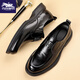 CHUANQIBAOLUO leather shoes for men in autumn new style British fashion versatile business formal casual shoes one-legged lazy suit shoes for men black 42
