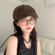 Bailey duck cap forward hat women's autumn and winter all-match suede retro face-showing small reverse wear 2025 new coffee color brown (55-59cm)