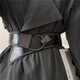 Tokishima wide belt decoration women's black girdle retro belt rivets high-end skirt sweater waist belt jeans black 75*6cm