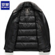ROMON Leather Jacket Men's Winter Plush Thickened Removable Fur Collar Warm and Cold-proof Down Down Liner Jacket Men Black XL /180 Recommended 120-140 Jin Jin equals 0.5 kg