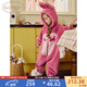 Gukoo Children's Pajamas Winter Coral Velvet Warm New Cute Bunny Girls Hooded Homewear Jumpsuit D Jumpsuit 110cm
