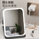 Led makeup mirror with light home ultra-thin large size makeup mirror student dormitory desktop large folding portable makeup mirror smart fill-in light makeup remover mirror Mother's Day gift folding makeup mirror off-white + smart fill-in light