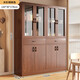 The middle shopkeeper wine cabinet living room wall-mounted integrated cabinet home meal preparation cabinet solid wood color tea cabinet entrance display cabinet partition cabinet 8 doors 2 drawers thickened and reinforced walnut color 120x30x174c