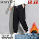 SUSTYLE pants men's spring and autumn trendy gray leggings sweatpants men's loose sports trousers winter pure cotton men's casual pants dark gray plus velvet L