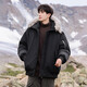 VUUG Outdoor Functional Wind Cotton Jacket Men's Solid Color Versatile Fur Collar Coldproof Korean Style Fashion Cotton Jacket Black S
