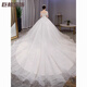 Tromlfz one-shoulder wedding dress new bridal main yarn palace style heavy industry trailing white going out yarn simple floor-length M