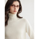 ELLE 100% sheep wool ELLE turtleneck seamless one-piece sweater for women 2025 winter new simple commuter sweater off-white M