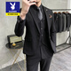 Playboy suit men's suit trendy Korean version slim fit British groom wedding dress business professional black casual suit 1 dark gray texture 9905 suit + trousers with white shirt 3XL 56/160Jin Jin is equal to 0.5 kg wear