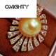 OMIGHTY South Sea Gold Pearl Pendant Seawater Pendant Gold Diamond Light Luxurious Clavicle Chain for Girlfriend Gift 145mm 4 Points 5mm
