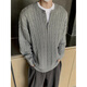 Rich collar Henry collar men's sweater winter thickened American retro American sweater men's high bottom lazy style knitted gray S