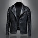 Motorcycle Soft Leather Jacket Men's Trendy Jacket Lapel Cycling Slim Korean Style Handsome Haining Street Rock Harley Black Regular Style M M