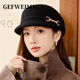 GEFWEIMKL Merino Wool Fisherman Hat Women's Autumn and Winter Elegant Fashion Hat Women's British Retro Versatile Warm Beret Khaki Adjustable (54-59cm)
