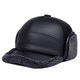 Hengyuanxiang winter genuine leather hat for middle-aged and elderly men's cowhide peaked cap to keep warm and ear-protective baseball cap for the elderly cotton hat grandpa A style black L (55-56cm) small head circumference