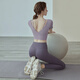 Light luxury high-end yoga clothing set for women, professional sports short-sleeved tops, summer new Pilates back-beautifying fitness clothing, purple tops, fixed cup breast pads M