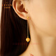 La Yun Feiyin Beeswax Earrings Earrings Women's Oil Yellow Amber Beads Earrings Long Ear Wires Sterling Silver No Piercing Earrings Beeswax Earrings + 925 Gold Plating (About 10cm Long)