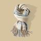 MINISO scarf women's winter gift for girlfriend's birthday, windproof and warm striped scarf, cold-proof neck scarf, beige