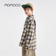 Mami Maka (MOMOCO) children's clothing boys' shirts 2025 winter fashion plaid shirt for middle and large children, navy plaid 120