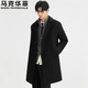 Mark Huafei wool woolen coat men's mid-length winter new cotton thickened windbreaker single-breasted woolen coat black regular style official authentic XL