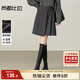 Shandubila small high-waisted short skirt women's winter design irregular thick A-line skirt temperament pleated skirt