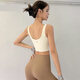 Push up side breasts sports bra for women running training Pilates yoga bra shoulder straps chest pad fitness vest ivory white S