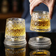 Bedojia crystal bottom rotating whiskey glass, high-end tumbler beer glass, home supplies, office high-end wineware, planet rotating cup with luminous coaster
