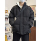 She Manlai Black American Down Jacket Men's Winter Thickened Stand-up Collar Cotton Jacket Lined with Velvet Lambswool Jacket Bread Jacket Black XL
