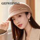 GEFWEIMKL Merino Wool Fisherman Hat Women's Autumn and Winter Elegant Fashion Hat Women's British Retro Versatile Warm Beret Khaki Adjustable (54-59cm)