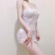 囝junjia new product lace tube top skirt transparent thin hip-covering skirt short skirt dress bottoming skirt 囝junjia white one size
