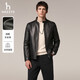 HAZZYS Autumn Selection Men's Fitted Jacket Casual Commuting Leather Jacket Warm Broad Top Black One Size 190/112A 56